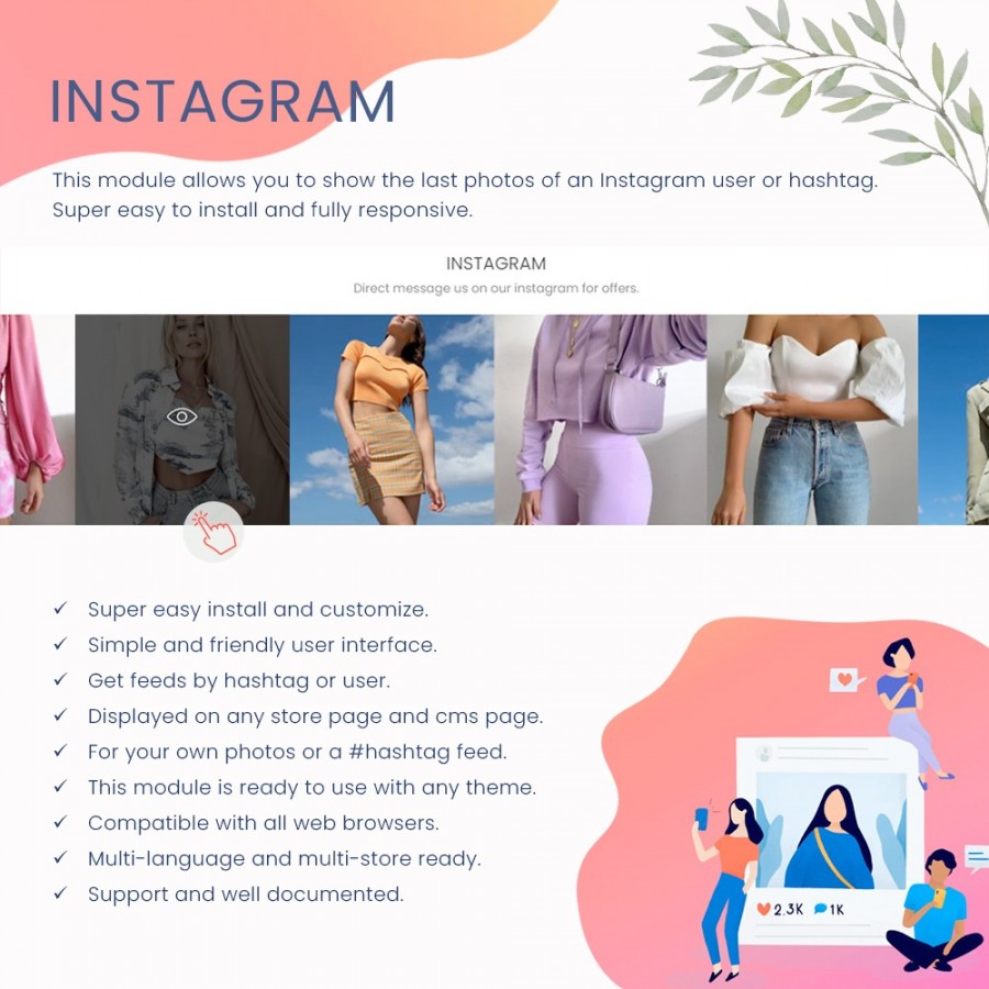 Instagram Carousel Feed Photos Hashtag & User Prestashop Module