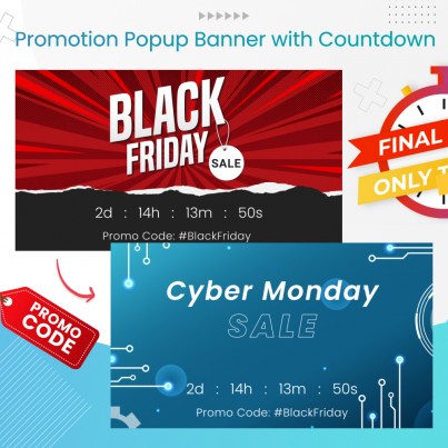 Promotion Popup Banner Black Friday, Christmas with CountDown Prestashop Module