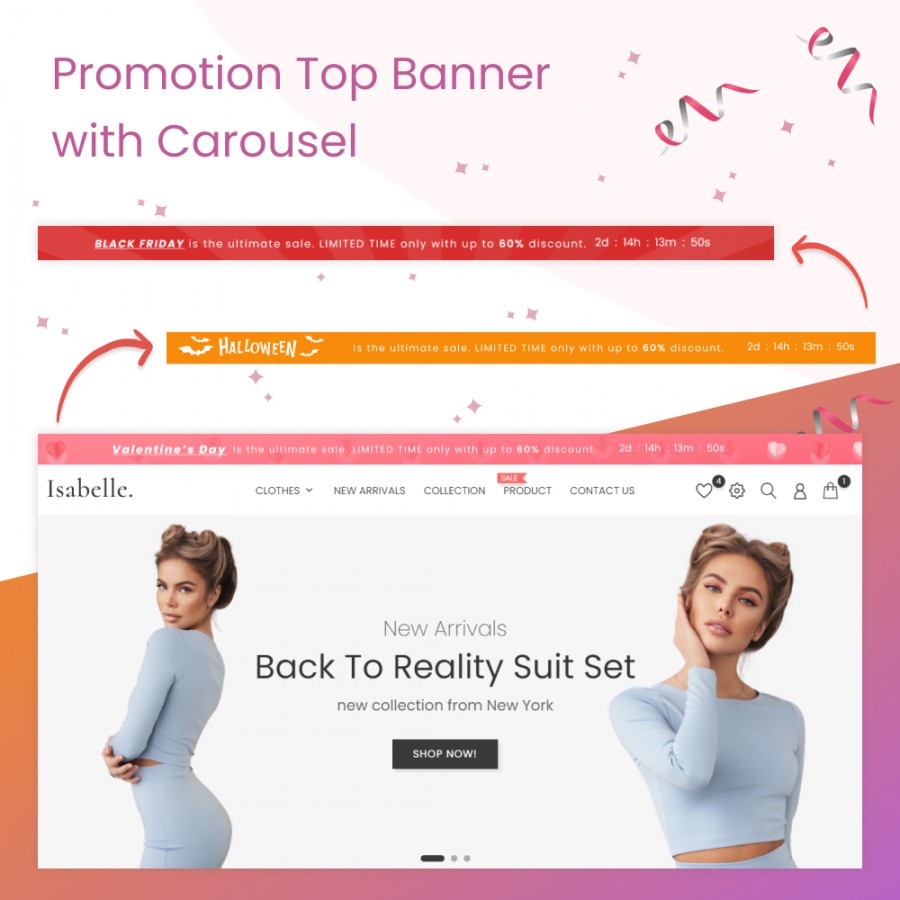 Promotion Top Banner Black Friday, Christmas with Carousel Prestashop Module