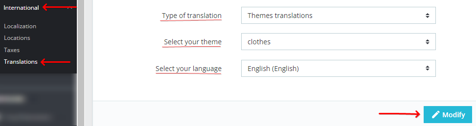 Translation Prestahop Theme